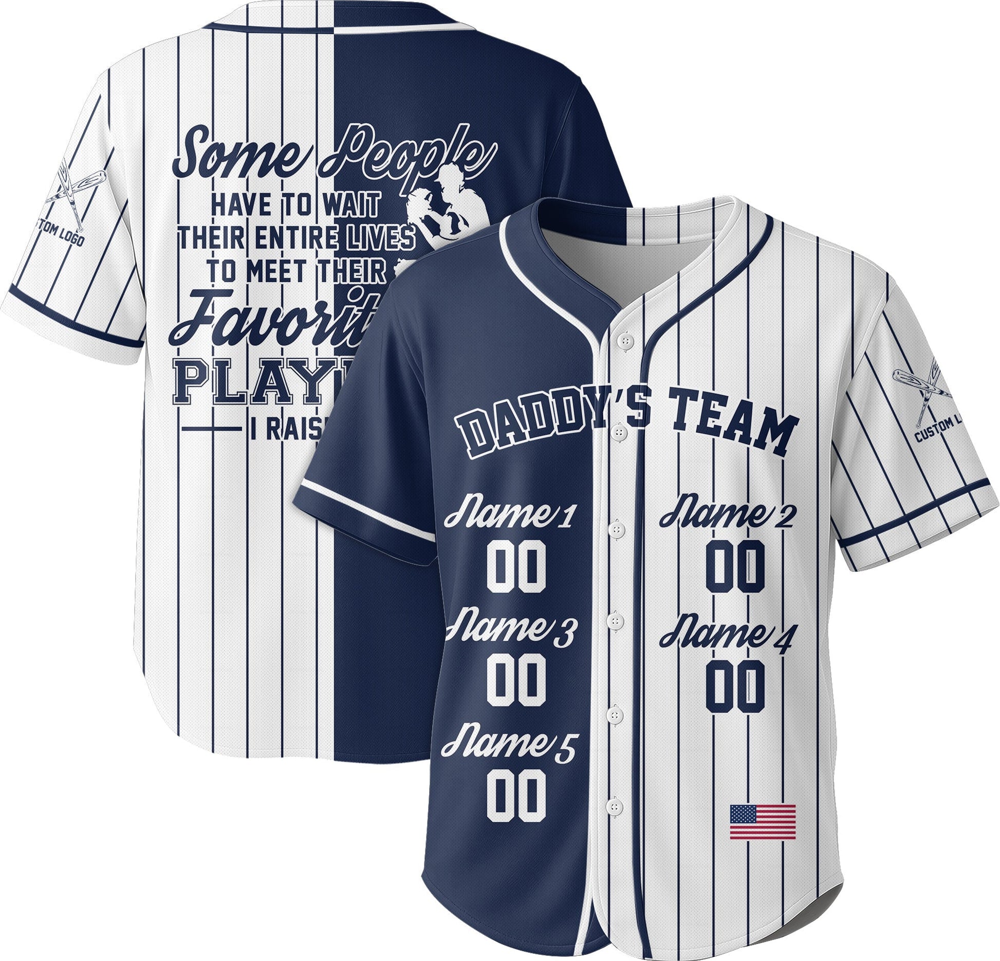 Custom Baseball Dad Jersey with Kids Name -Some People Have to Wait Their Entire Lives -  Father's Day Shirt for Baseball Lover, Gift for Husband, New Father