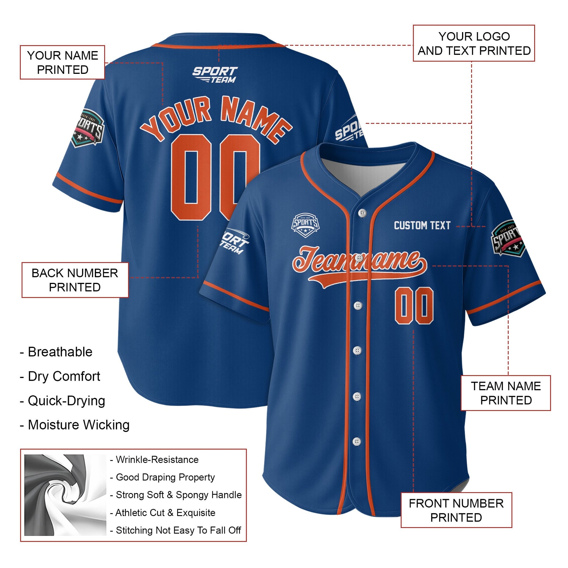 Royal Strike Custom Baseball Jersey