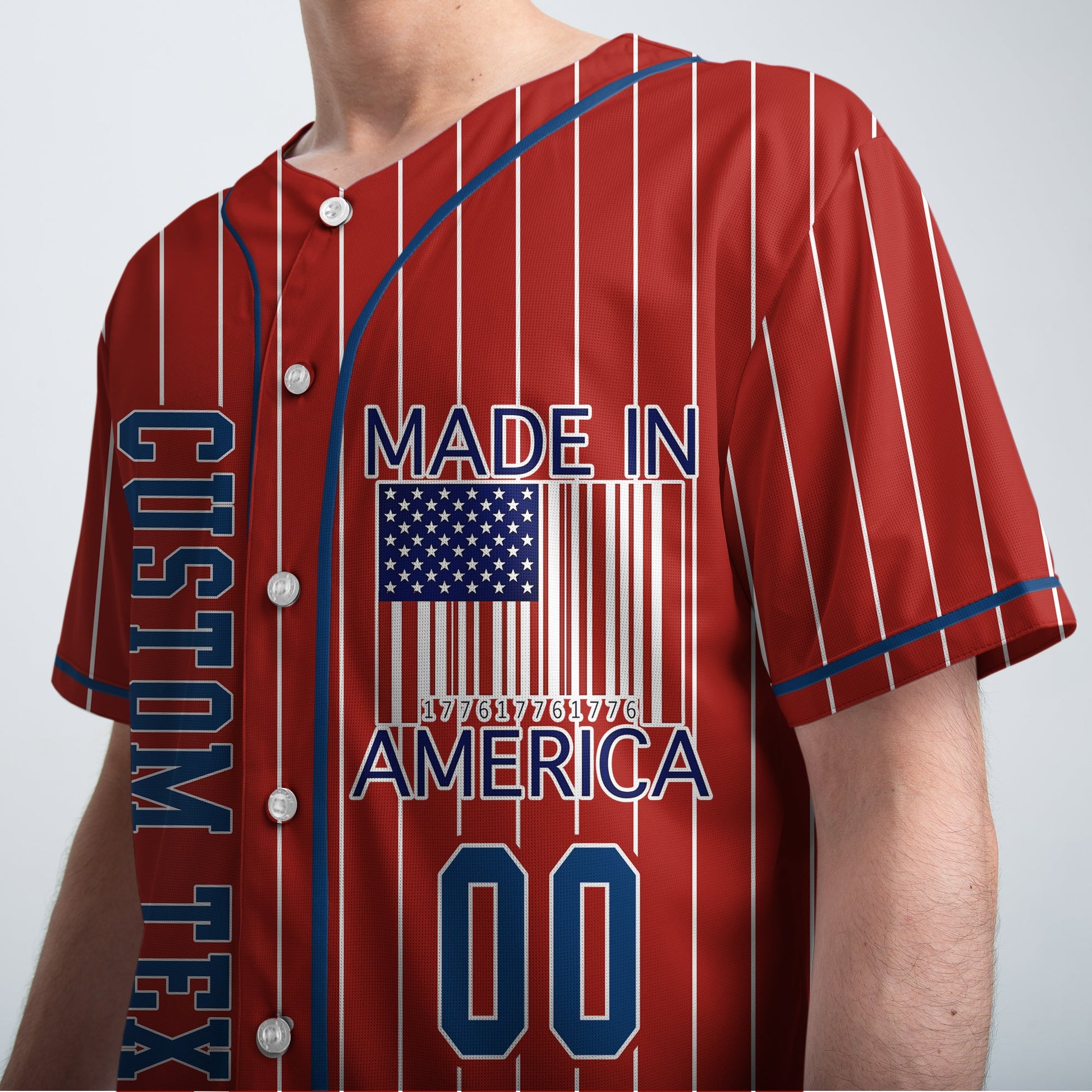 Made In America - Custom Fourth Of July Red Baseball Jersey