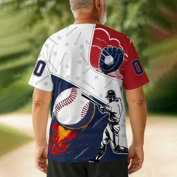 Custom Baseball 3D Tshirts Red Navy Baseball Shirts for Lovers - All Over Print