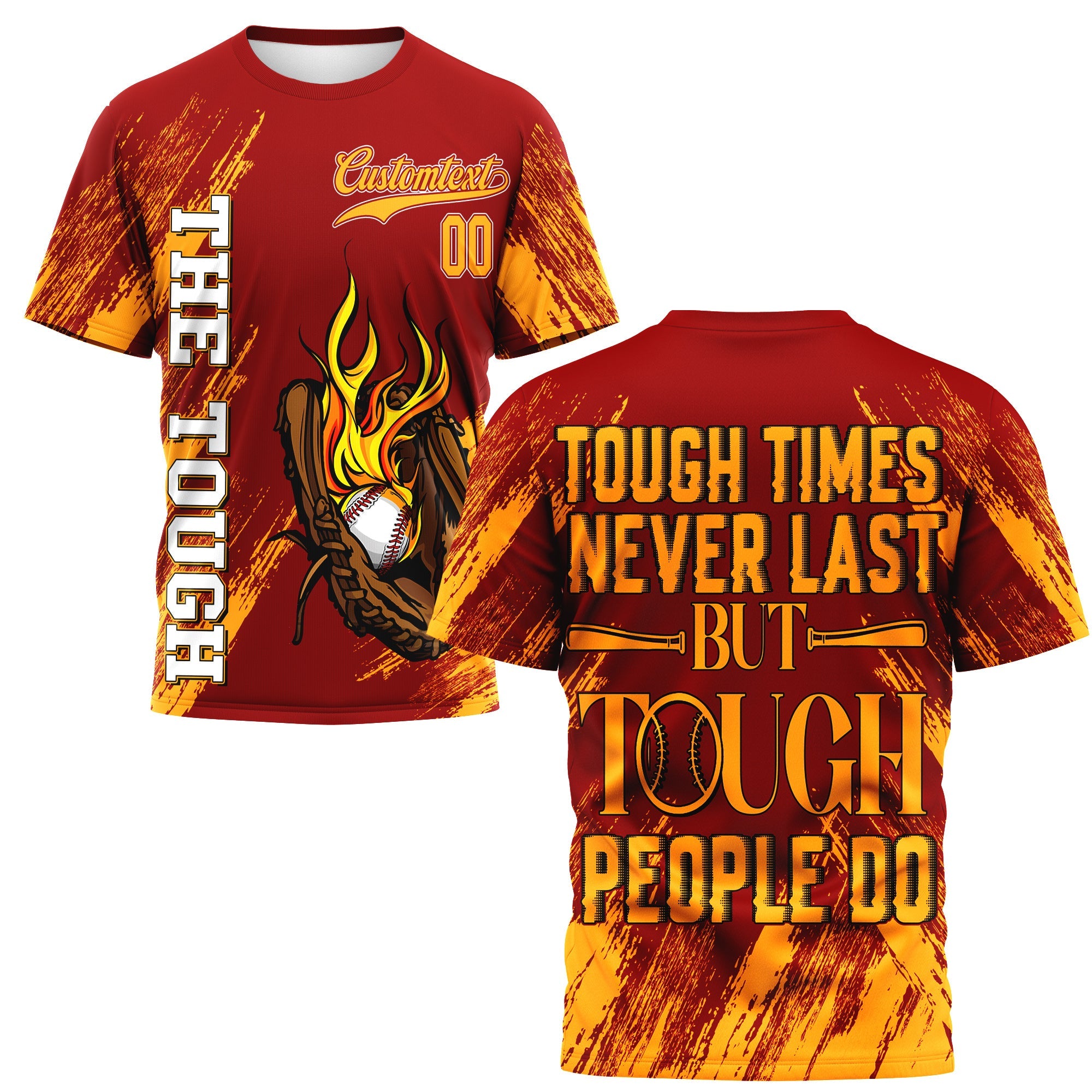 Tough People Never Fall Custom All Over Print Baseball T-Shirt