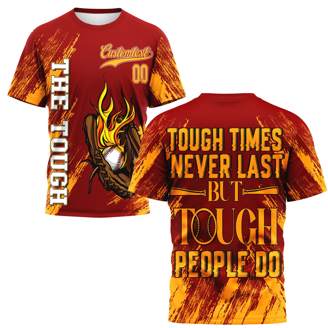 Tough People Never Fall Custom All Over Print Baseball T-Shirt