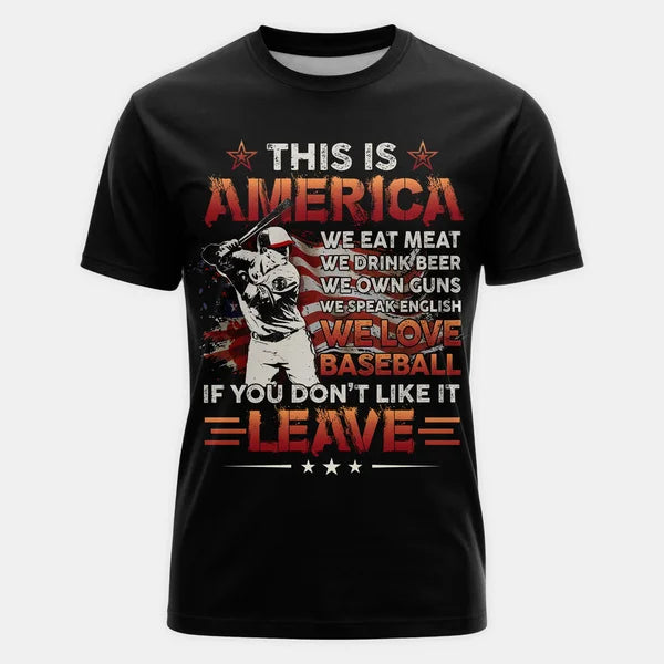 This is America — we eat meat and drink beer  We Love Baseball Shirt, Shirts for Men, Baseball Shirt Lovers