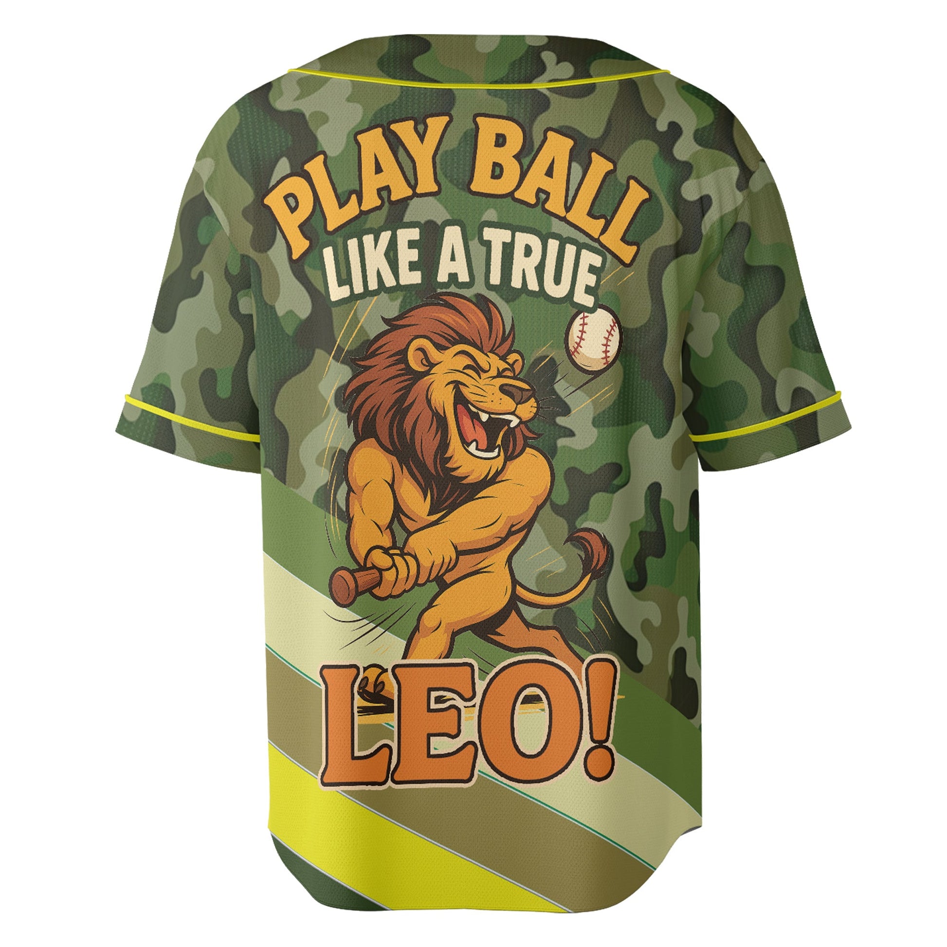 Leo Zodiac Baseball Jersey – Camouflage Wild Roar Edition