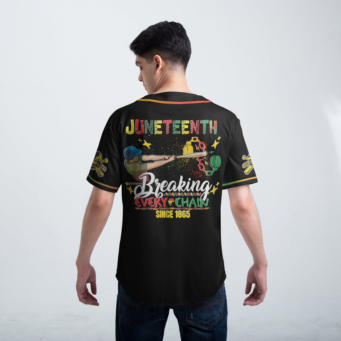 Custom Juneteenth Baseball Jersey - Juneteenth Breaking Every Chain