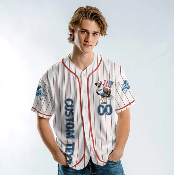 Custom 4th of July Baseball Jersey - All American Bruh - Custom Name, Custom Number