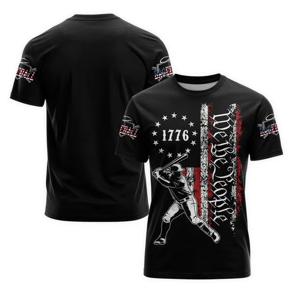 American Flag - We The People -1776 - Baseball Lover Shirt - American Men's Baseball T-Shirt