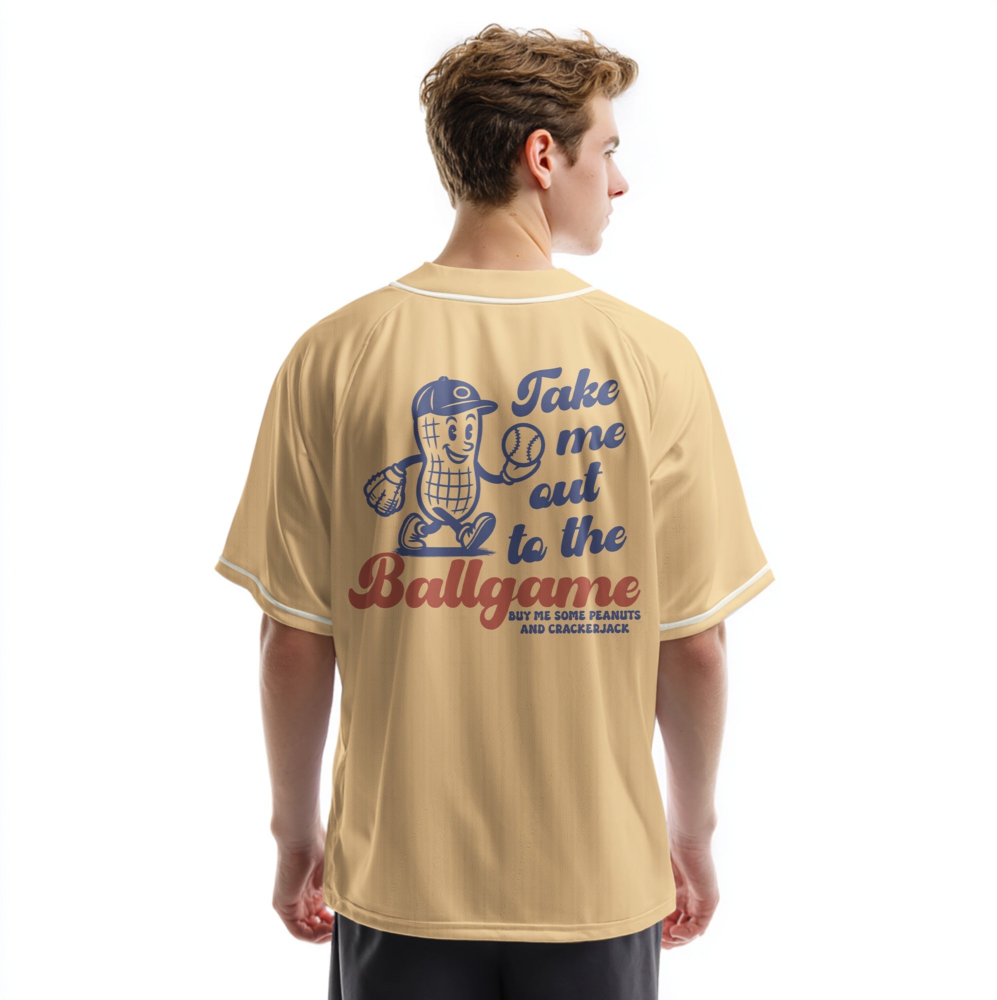 Custom Name Custom Number - Cream Retro Take Me Out To The Ball Game - Basbeall Jersey Lovers