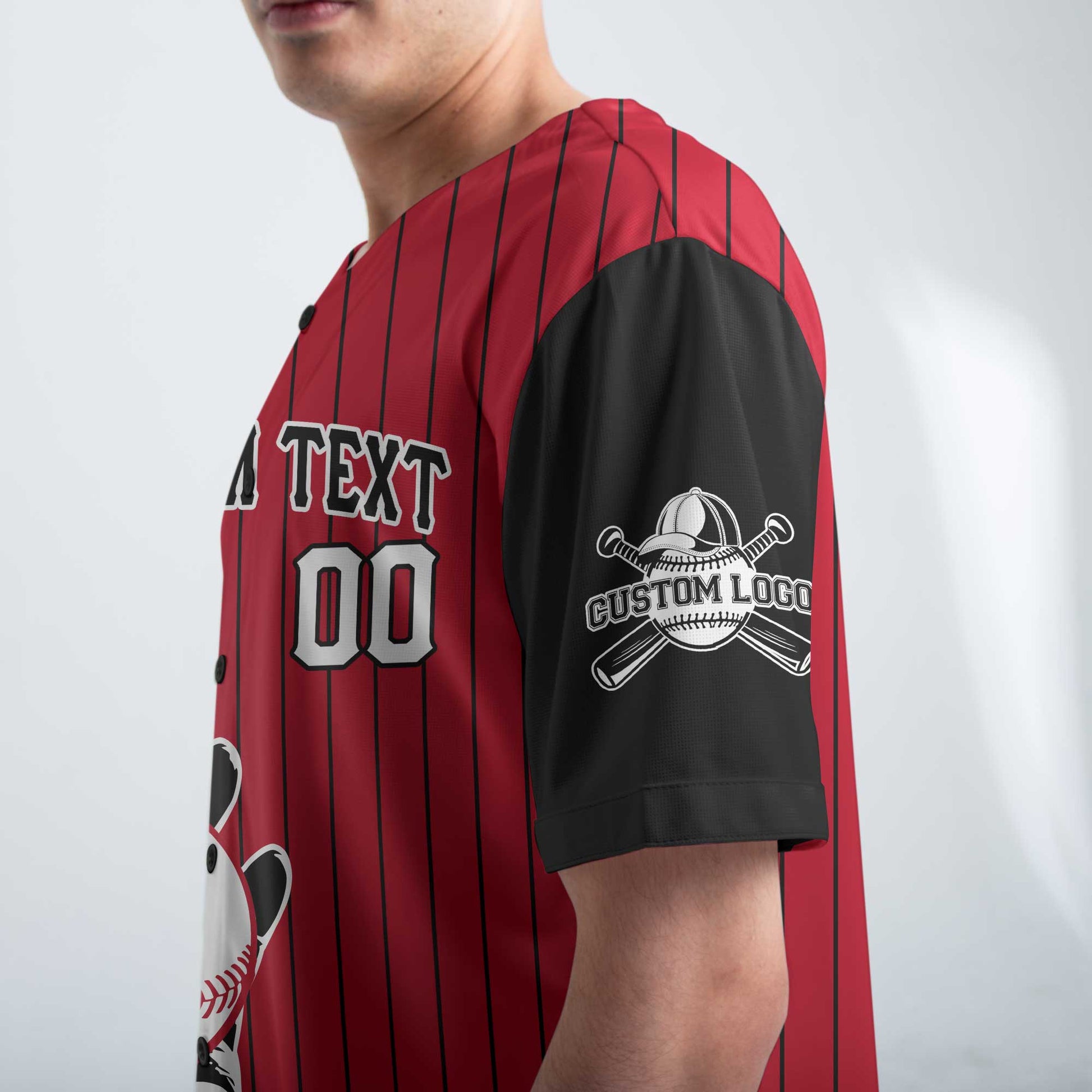 Custom Red and Black Pinstripes Baseball Jersey - God Got Me