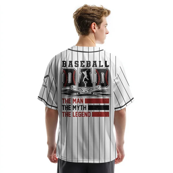 Custom Baseball Jersey - Baseball Dad The Men, The Myth, The Legend - Father's Day Shirt for Baseball Lover, Gift for Husband, New Father