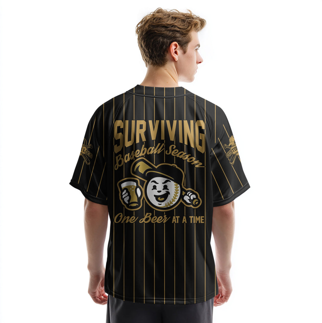 Surviving Baseball Season - Custom Black and Gold Baseball Jersey