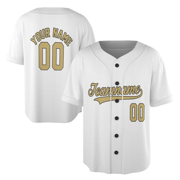 Gold Script Custom Jersey – Classic White with Personalized Name & Logo for Elite Team Identity
