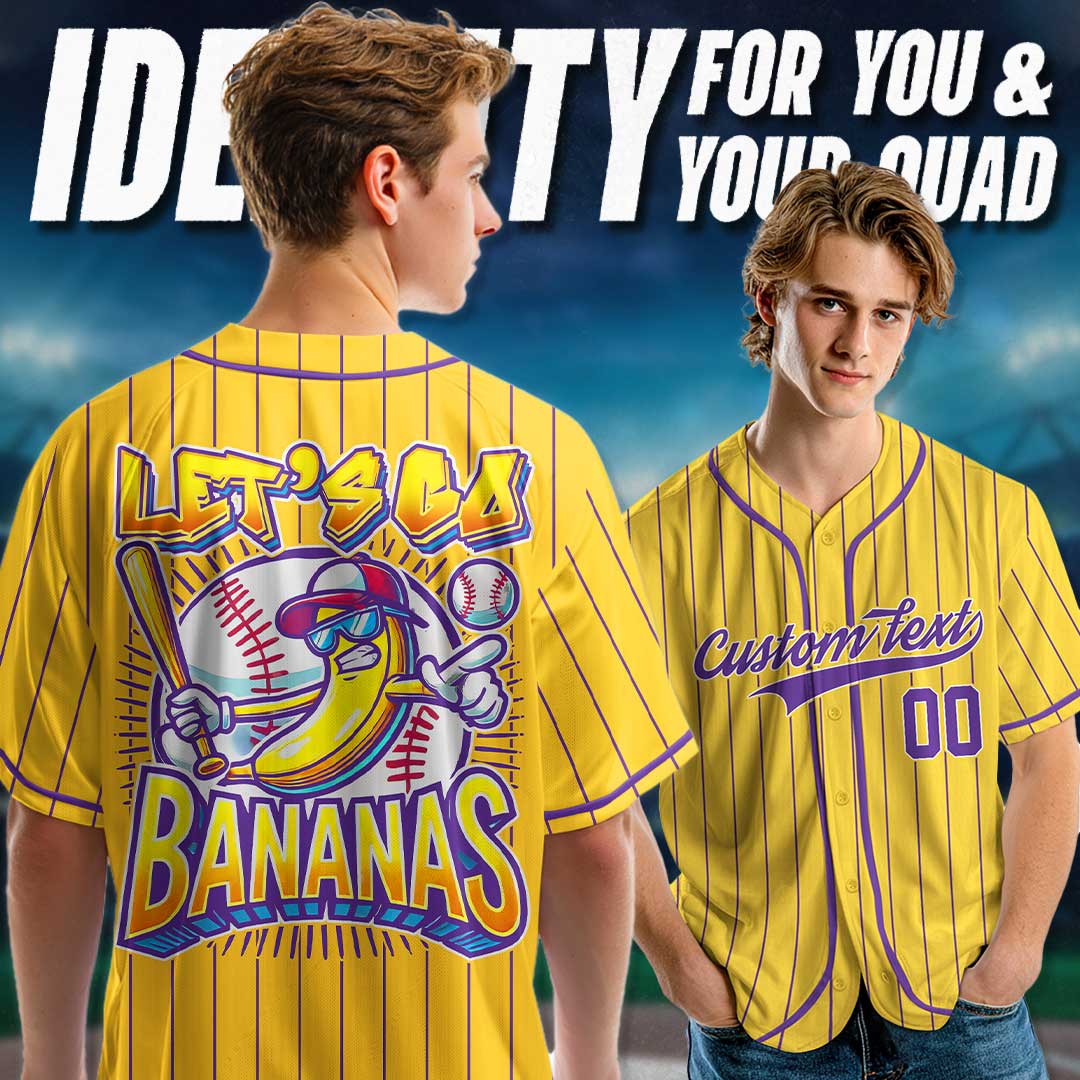 Custom Yellow Purple Navy Baseball Jersey