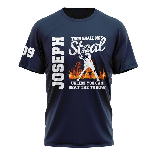Custom Thou Shall Not Steal Unless You Can Beat The Throw - Baseball Shirts for Baseball Lover, Game Day - Custom Name, Custom Number