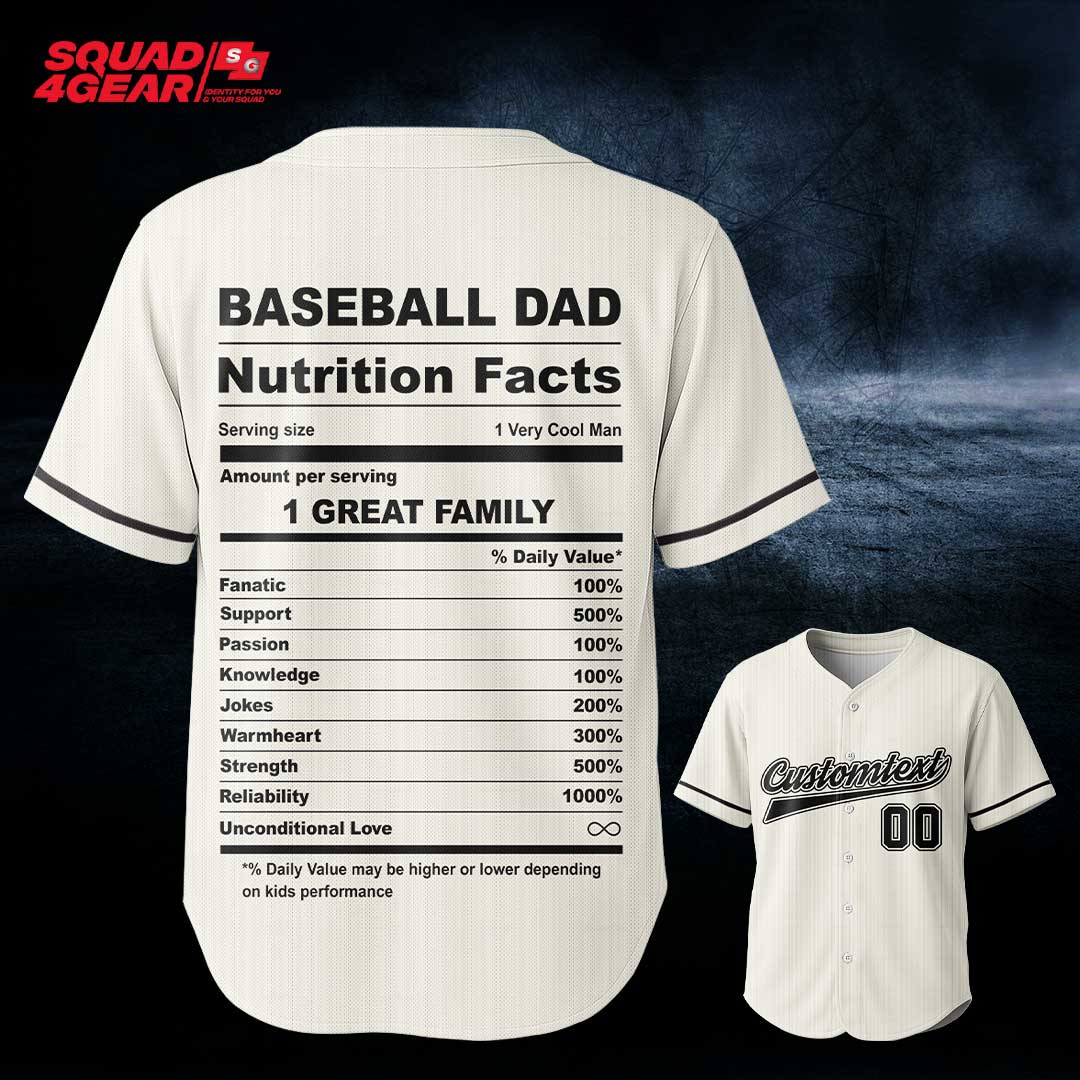 Baseball Dad Nutrition Facts - Custom Cream Baseball Jersey