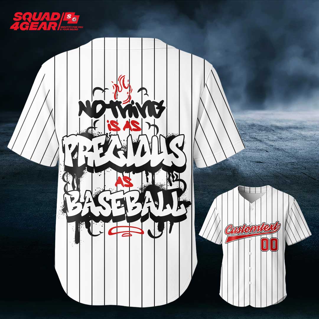 Nothing Is As Precious As Baseball - Custom White with Black Stripes Baseball Jersey