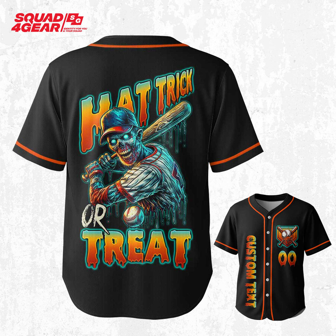 Hat Trick Or Treat - Custom Black and Orange Baseball Jersey