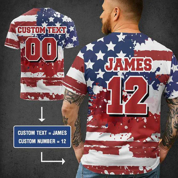 Fastballs & Freedom Baseball Shirts - American Flag -4th of July Shirt - All Over Print