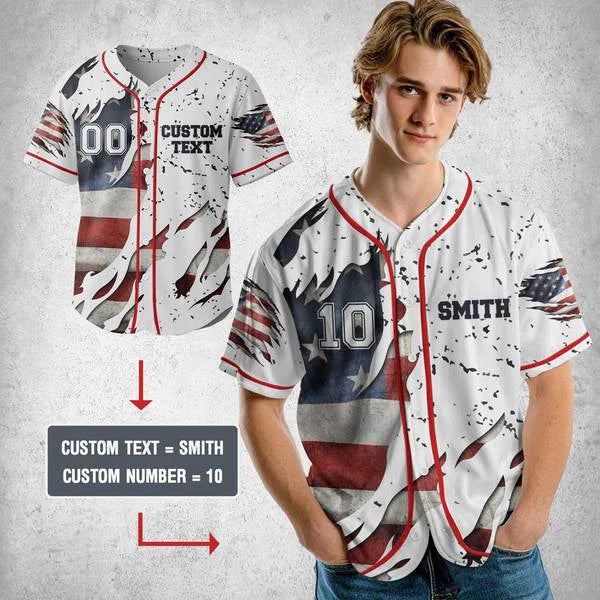 Custom Baseball Jersey Shirt, 3D Printed Eagle - 4th of July Independence Day Jersey Personalized Baseball Jerseys