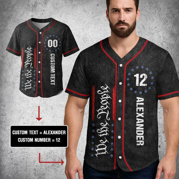 We The People 1776 - 4th of July Independence Day Jersey - Custom Baseball Jersey, Baseball Gifts For Baseball Lovers