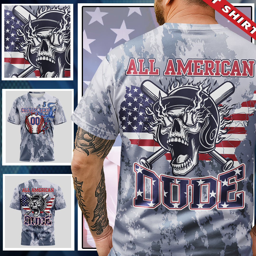 All American Dude Custom All Over Print 4th Of July T-Shirt