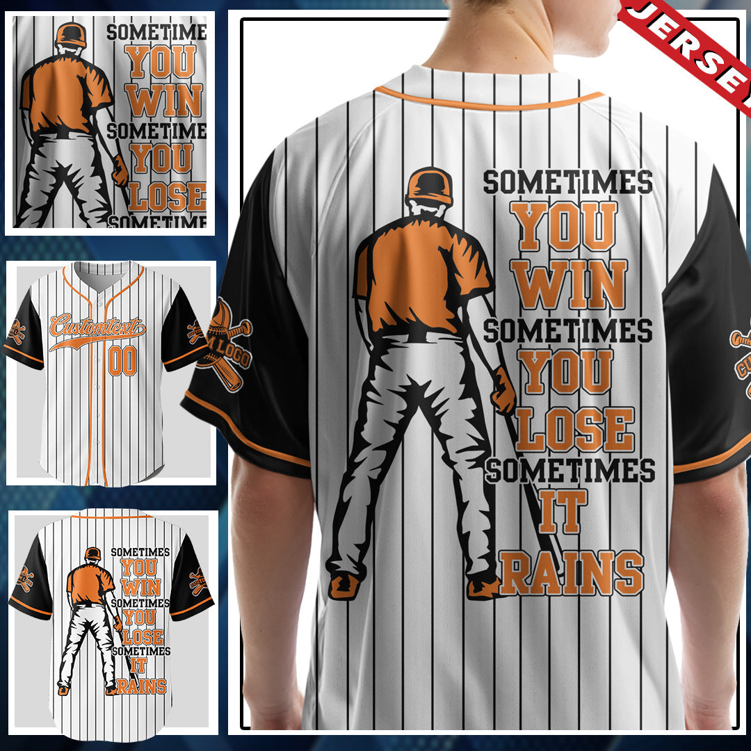 Custom White Black Raglan Baseball Jersey - You Can Win You Can Lose