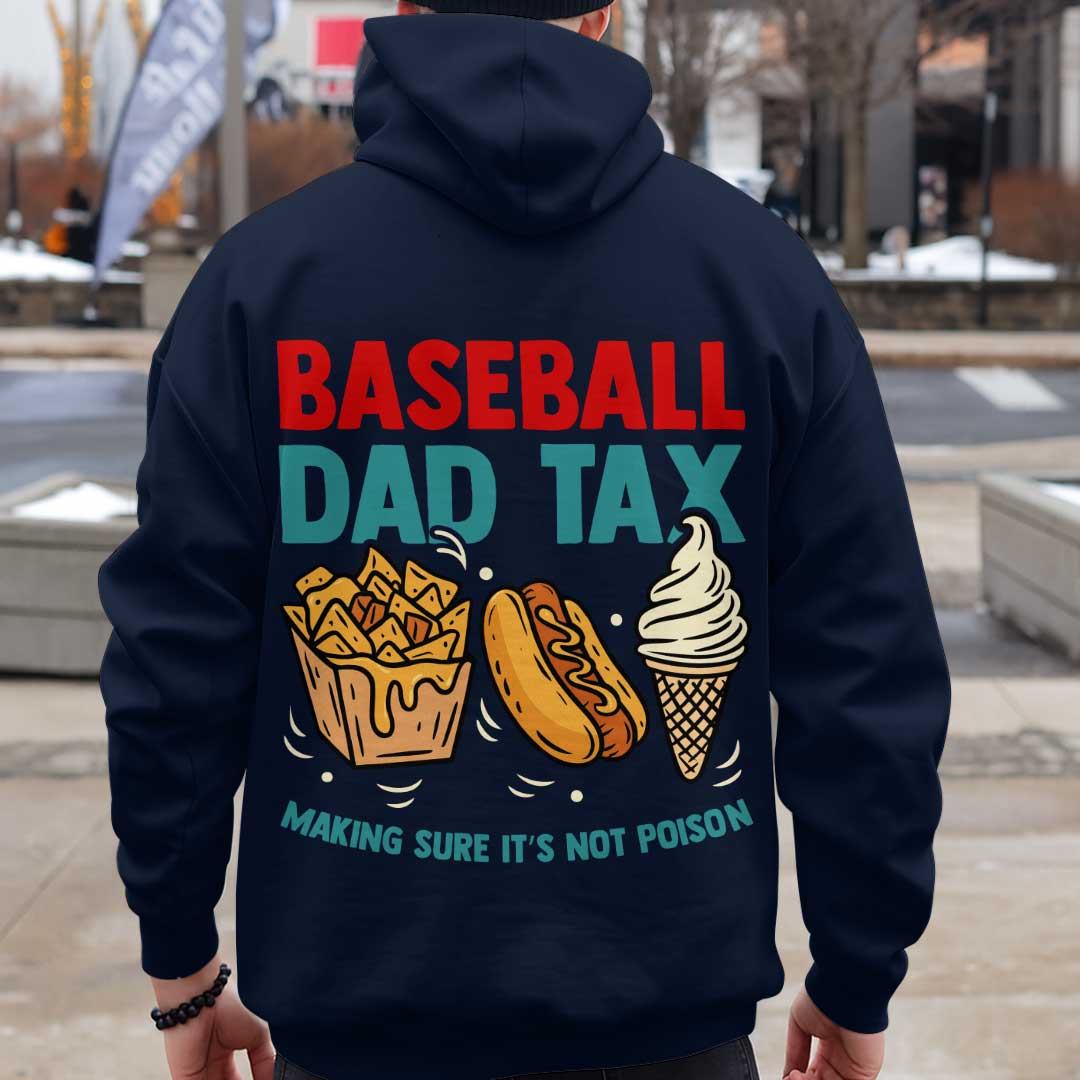 Baseball Dad Tax - Black White Dad Baseball Hoodie