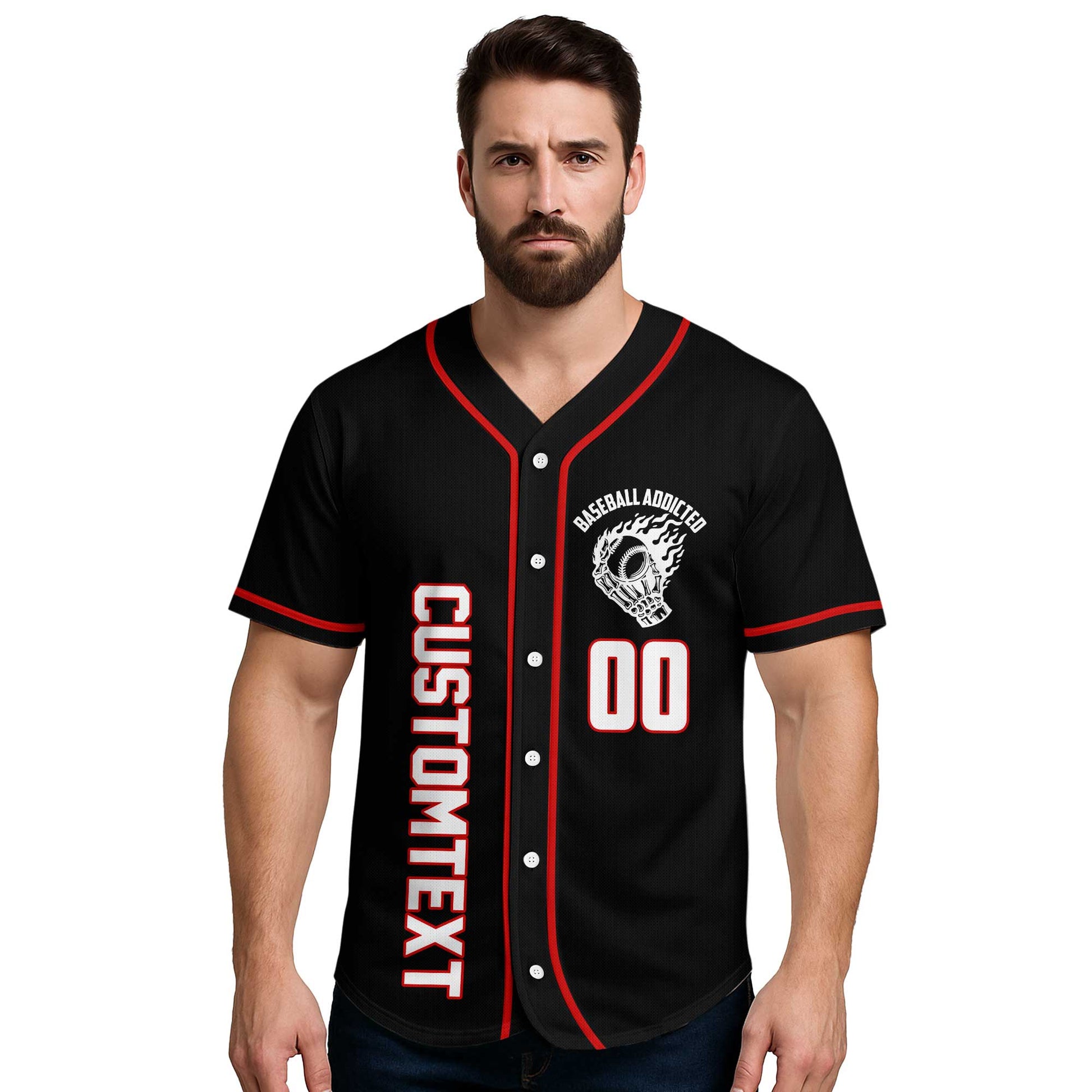 Warning: Nonstop Yapping About Baseball - Custom Black and Red Baseball Jersey