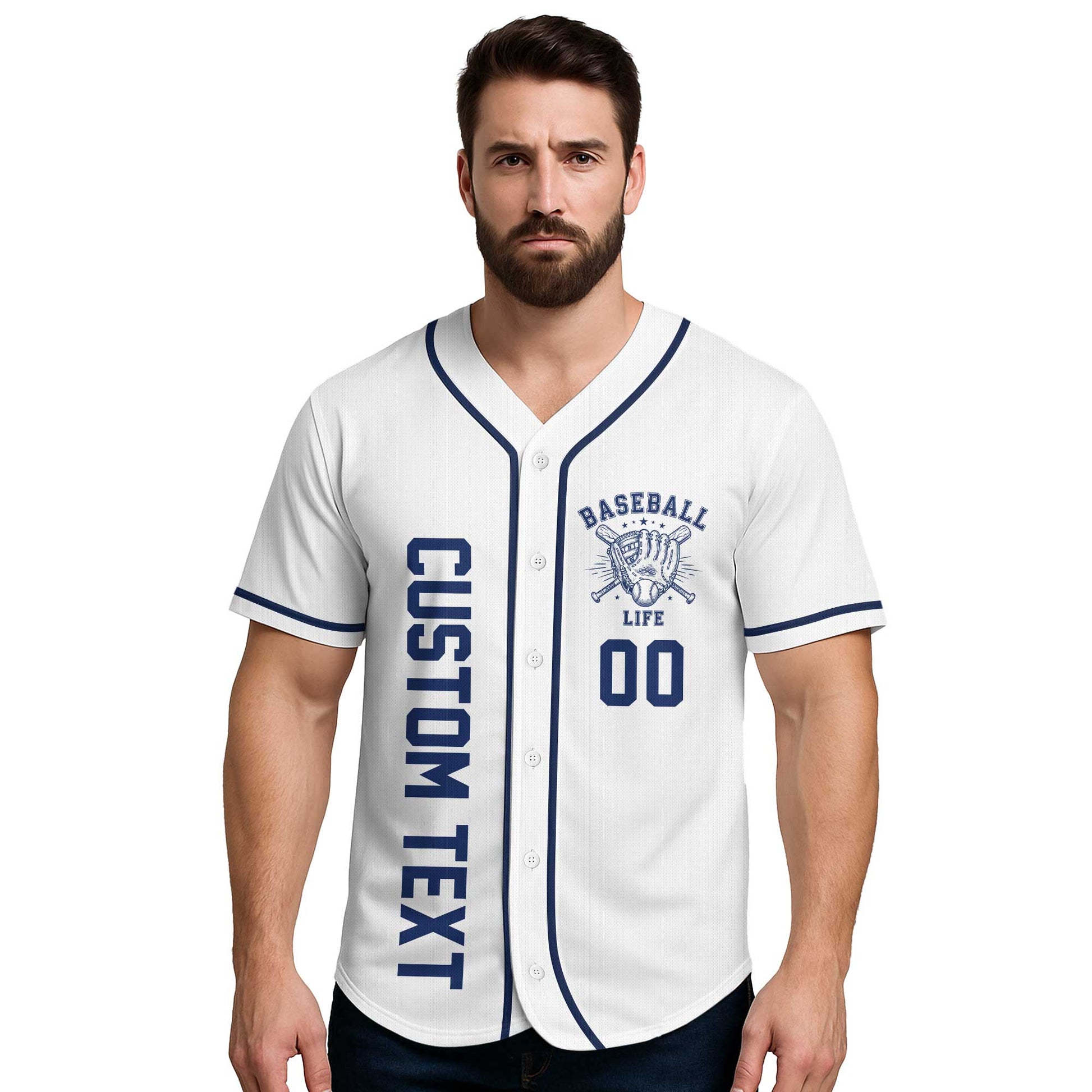 Live Life Like A 3-1 Count - Custom White and Navy Baseball Jersey