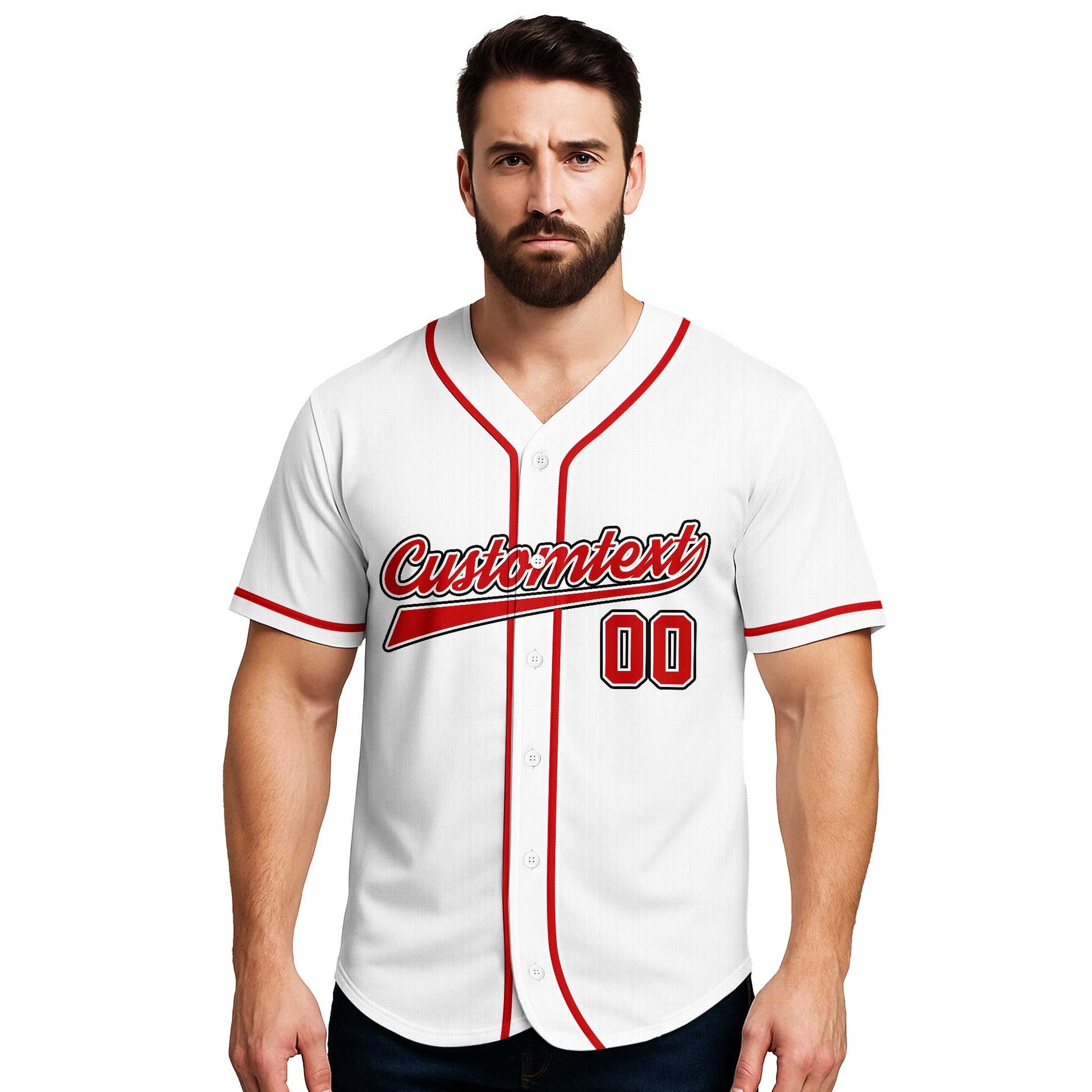 Love The Baseball Lover - Custom White Red Baseball Jersey