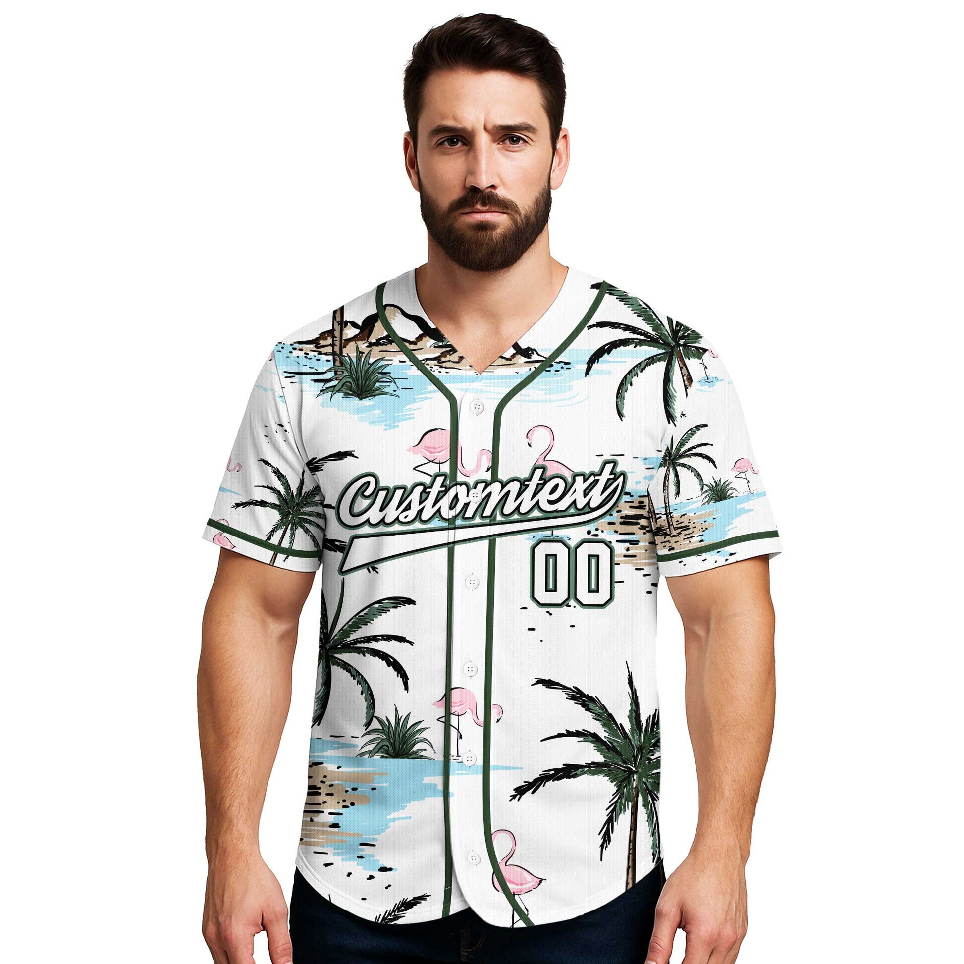 Custom Flamingo Summer Beach  Baseball Jersey