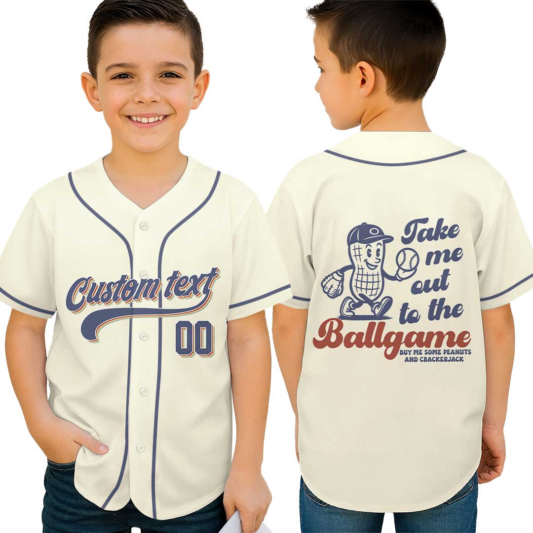 Custom Name Custom Number - Cream Retro Take Me Out To The Ball Game - Basbeall Jersey Lovers