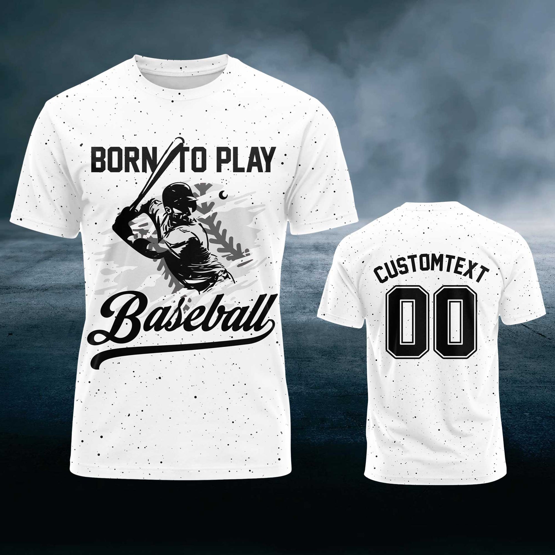 Custom Born To Play Baseball - Custom Text Custom Number Baseball Shirts