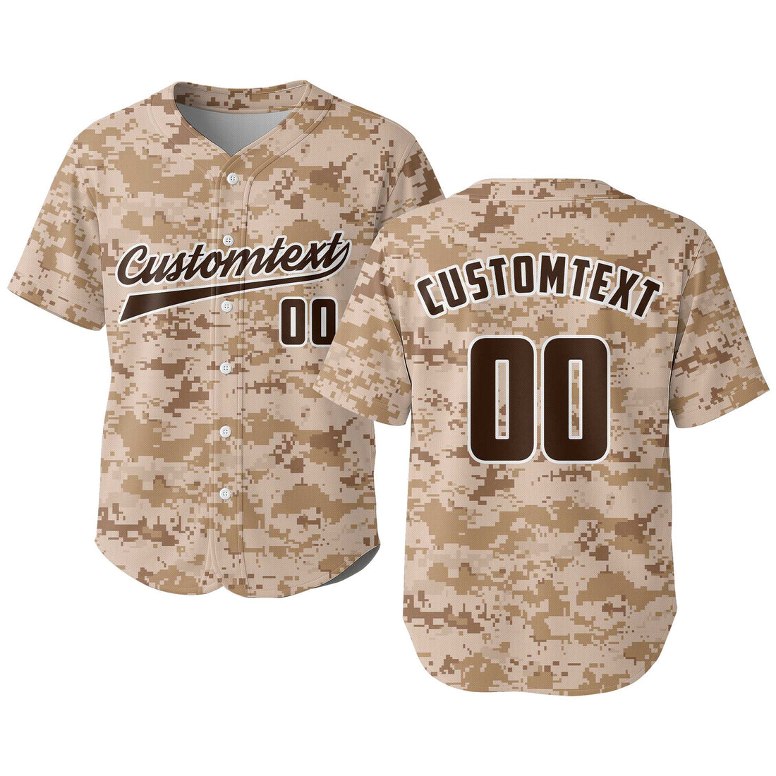 Custom Sand Camouflage Pattern Baseball Jersey