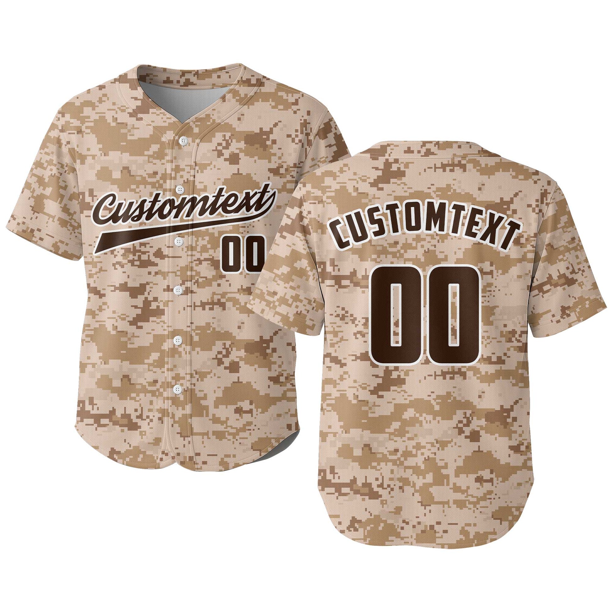 Custom Sand Camouflage Pattern Baseball Jersey