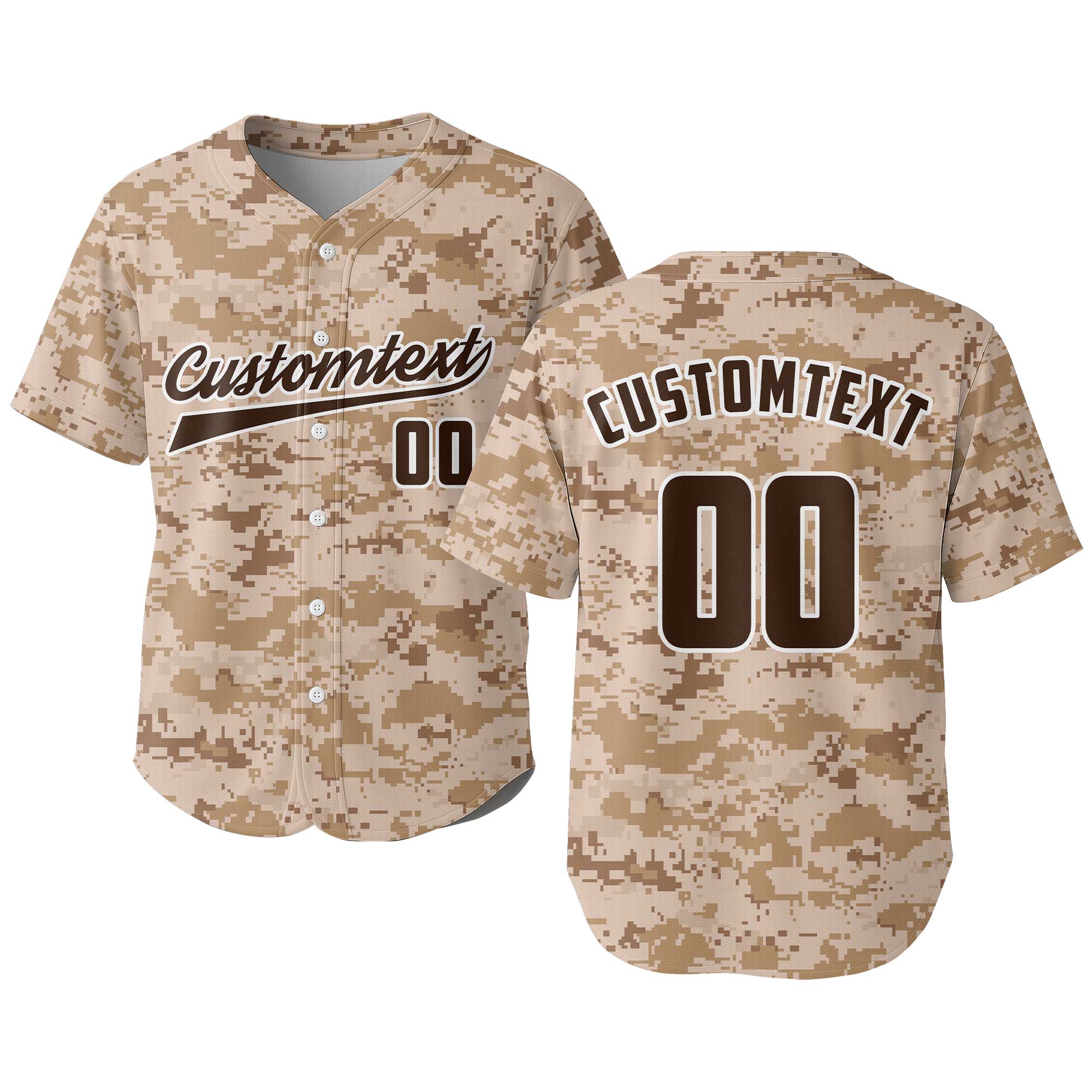 Custom Sand Camouflage Pattern Baseball Jersey