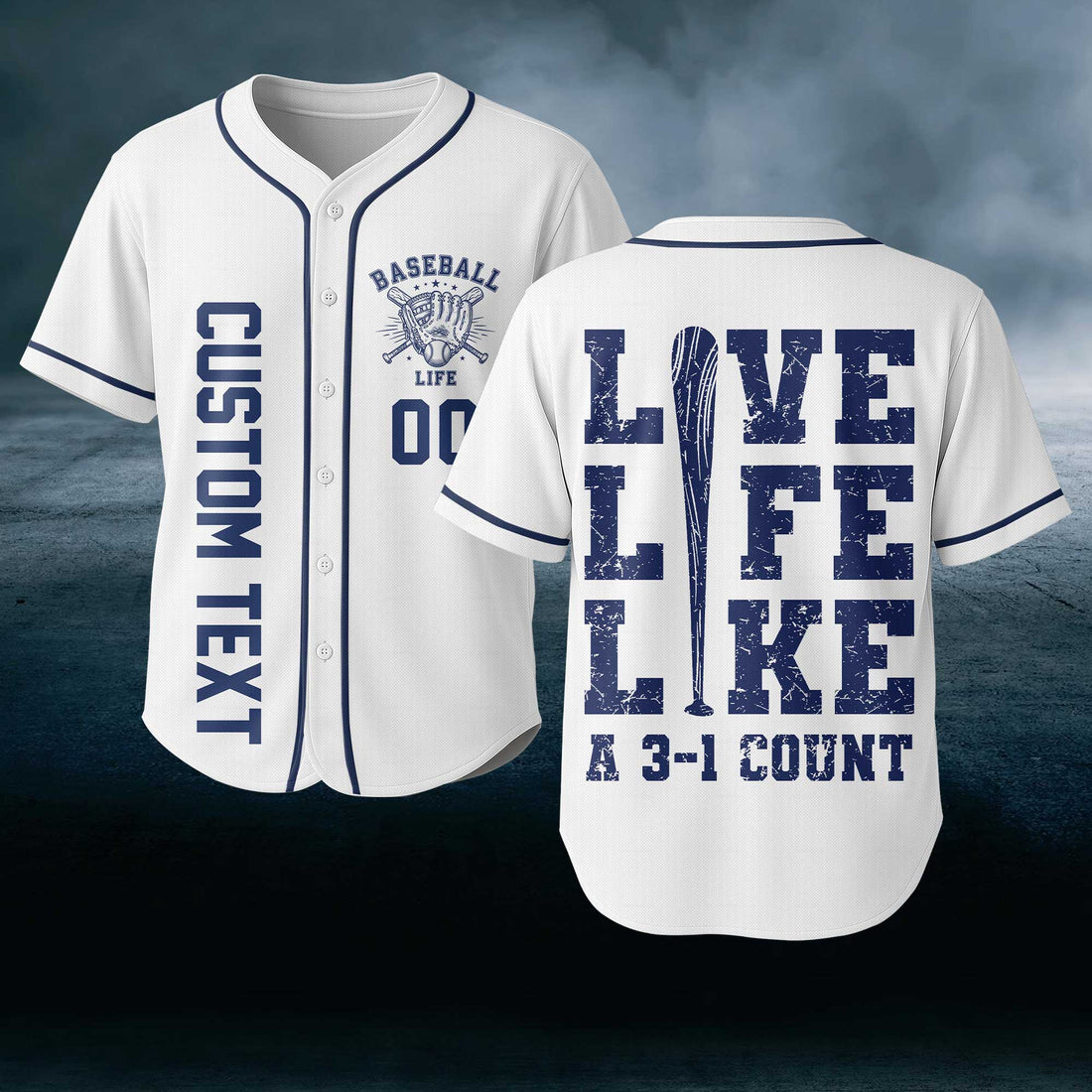 Live Life Like A 3-1 Count - Custom White and Navy Baseball Jersey