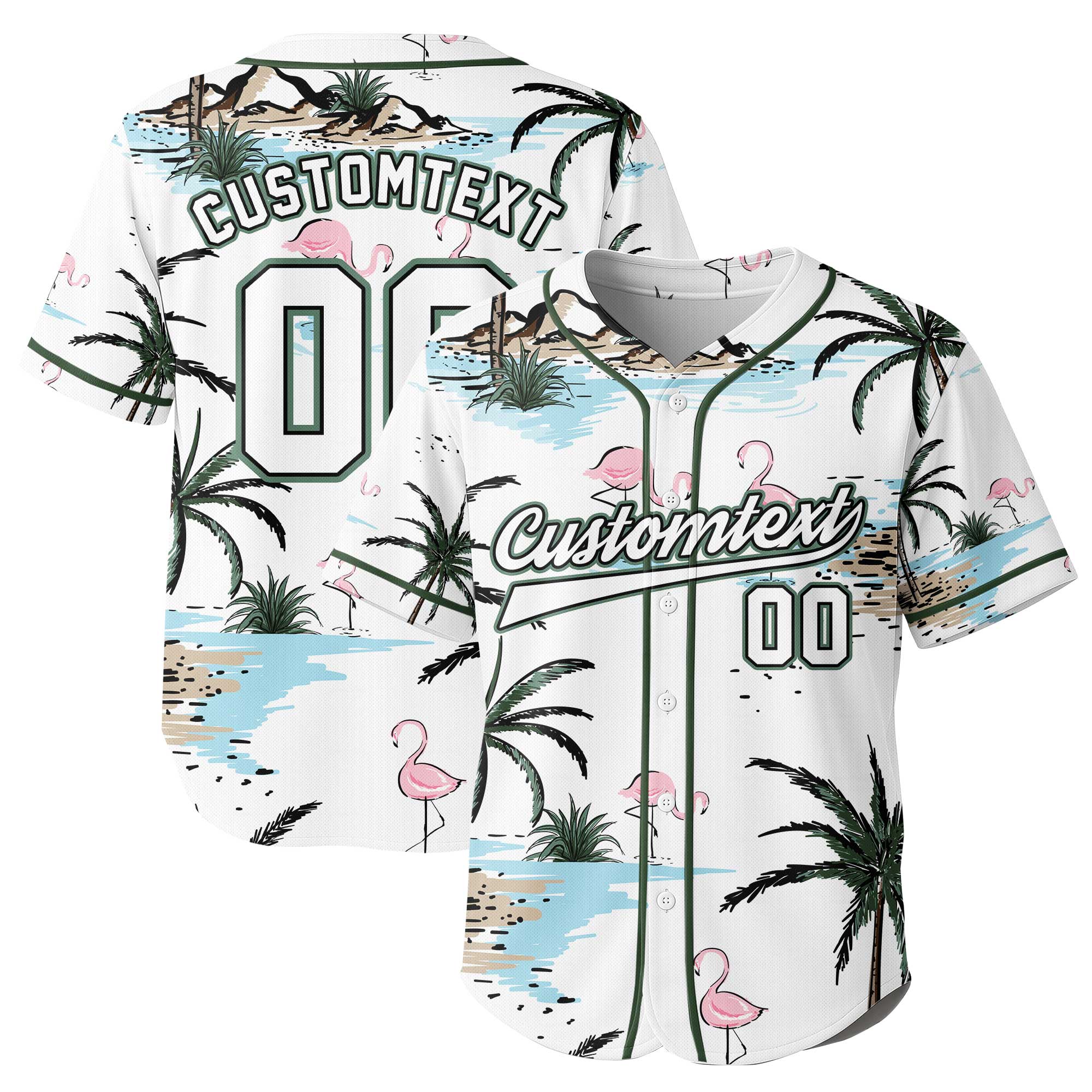 Custom Flamingo Summer Beach  Baseball Jersey