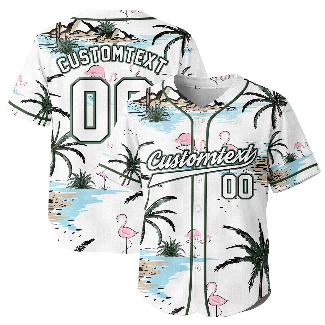 Custom Flamingo Summer Beach  Baseball Jersey