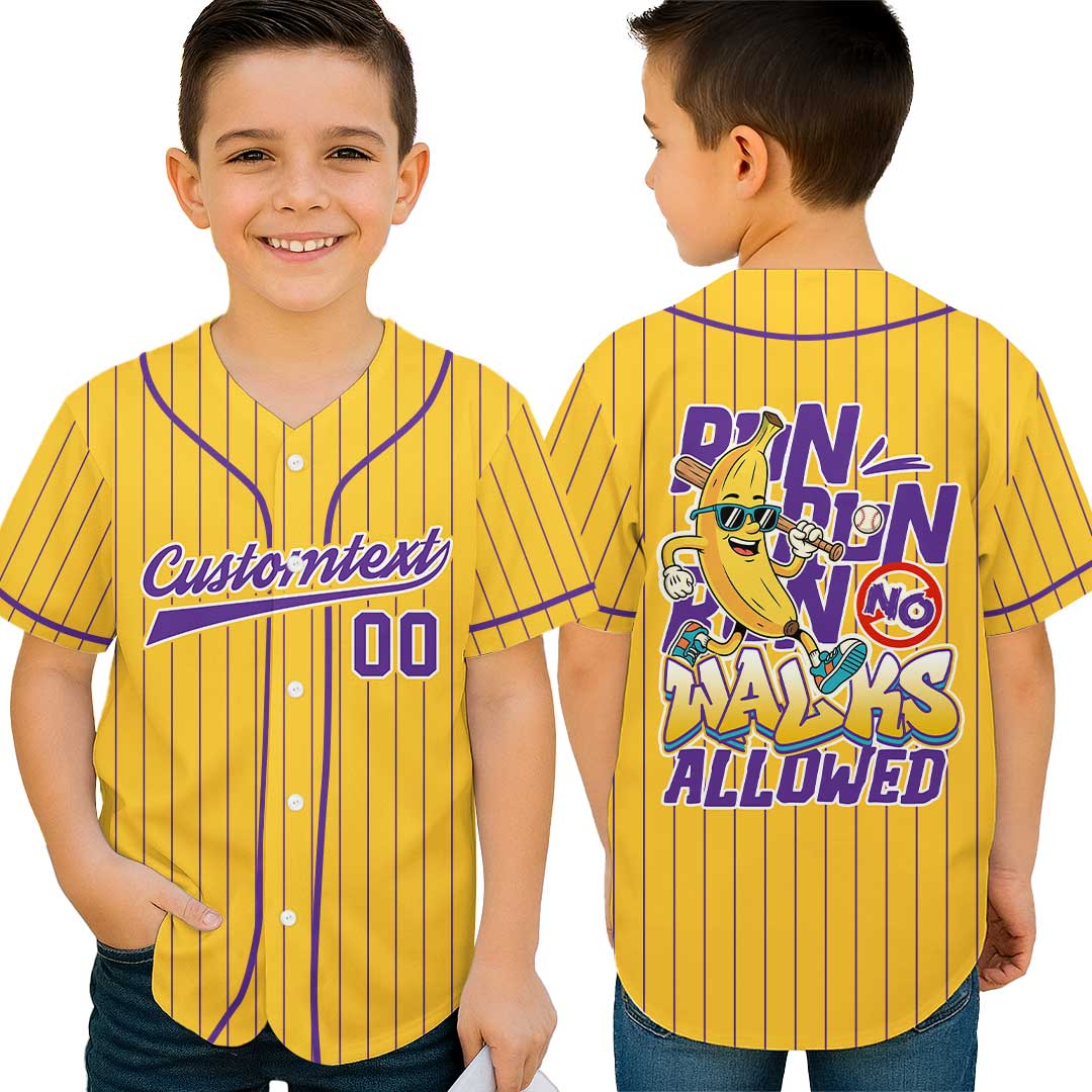 Run Run Run - Custom Yellow White Baseball Jersey