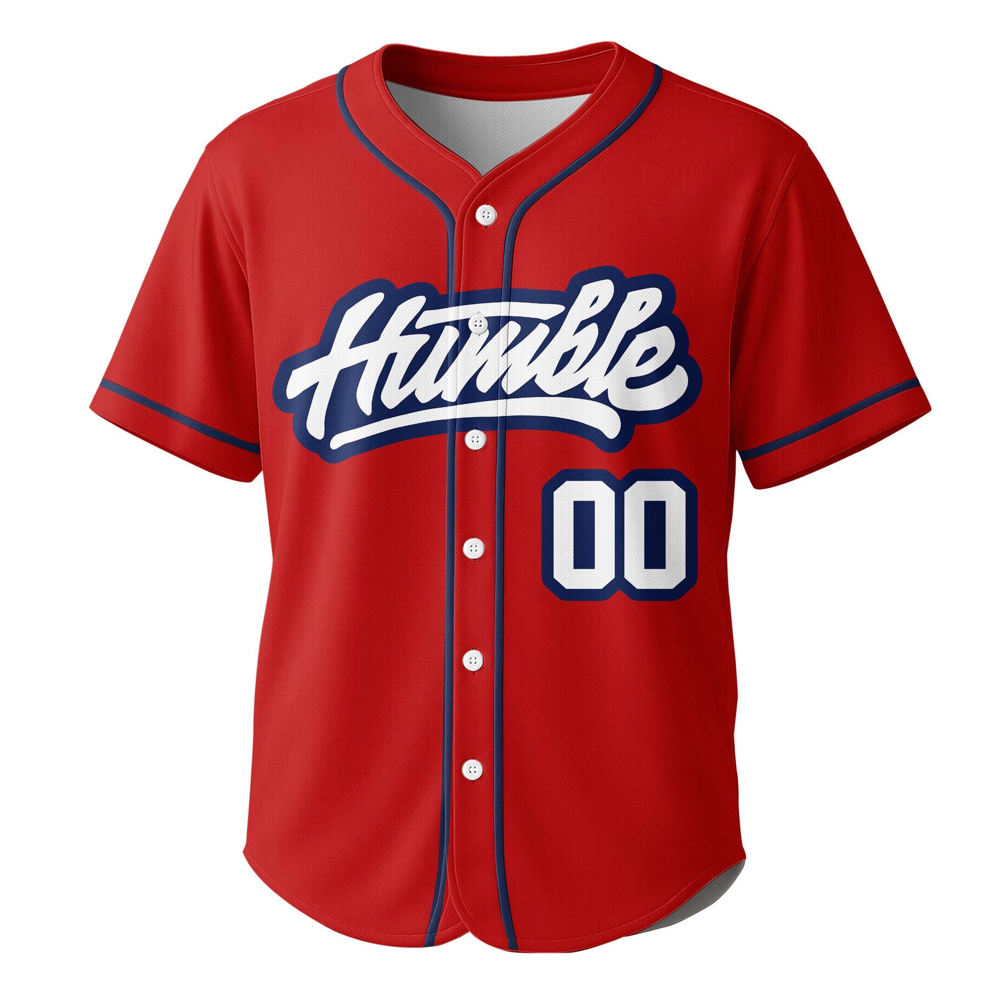 BE HUMBLE - Custom Red Navy Baseball Jersey
