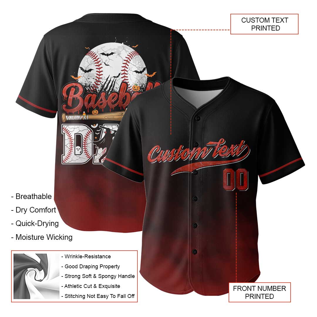 Baseball Dad - Custom Black Halloween Baseball Jersey
