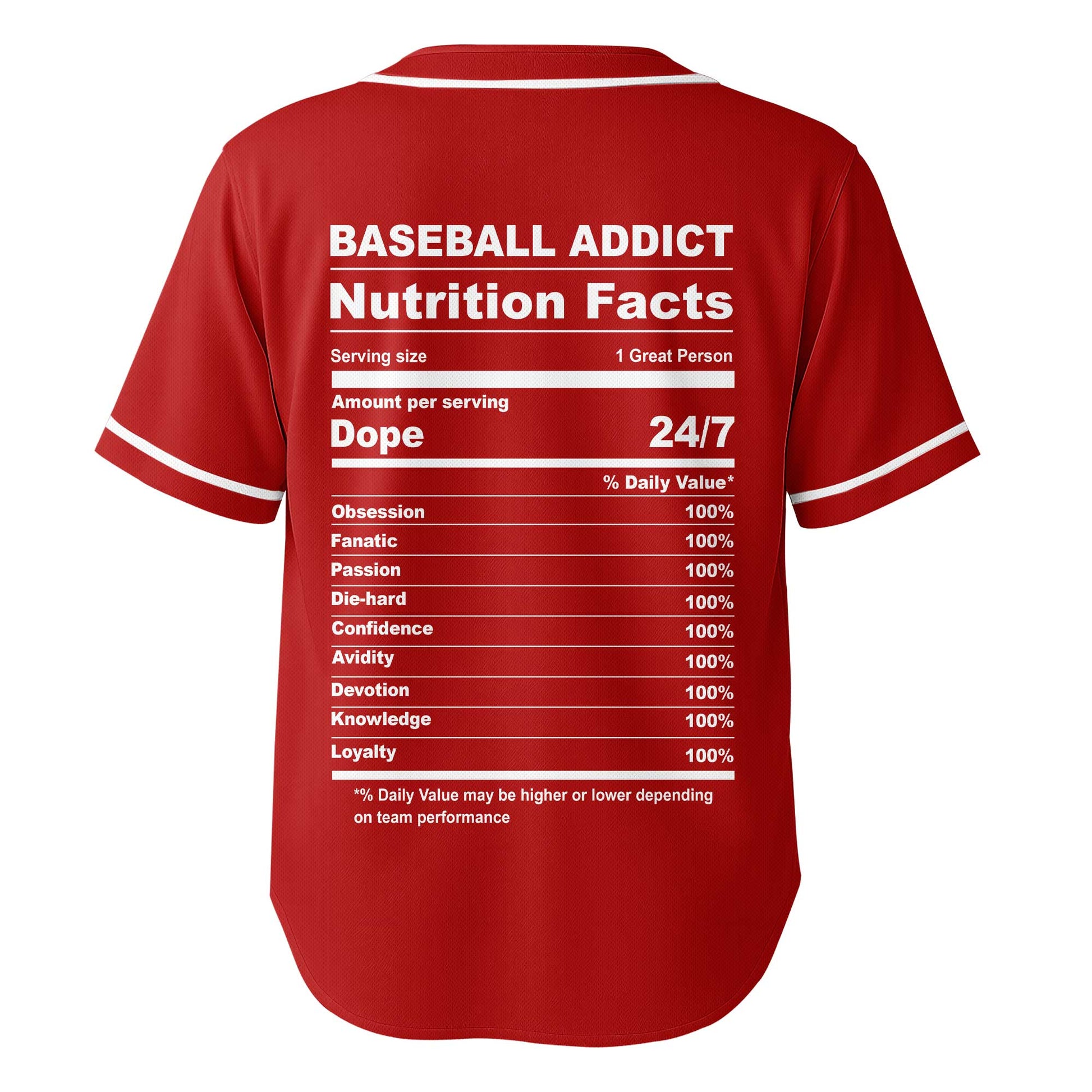 Baseball Lover Facts - Custom Red and White Stripes Baseball Jersey