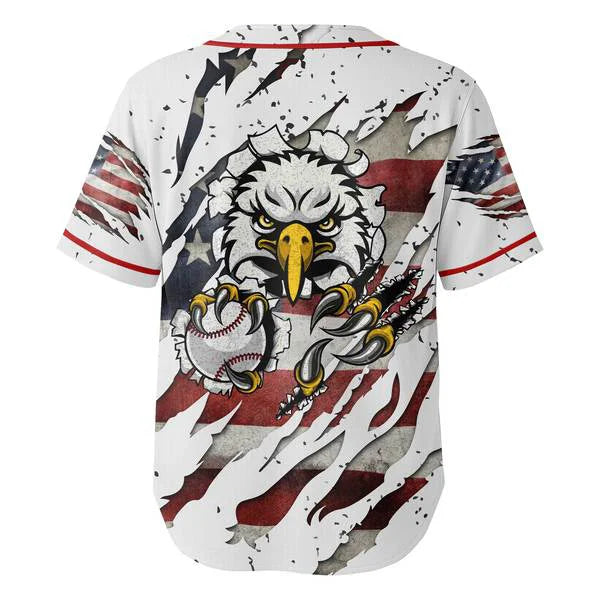 Custom Baseball Jersey Shirt, 3D Printed Eagle - 4th of July Independence Day Jersey Personalized Baseball Jerseys
