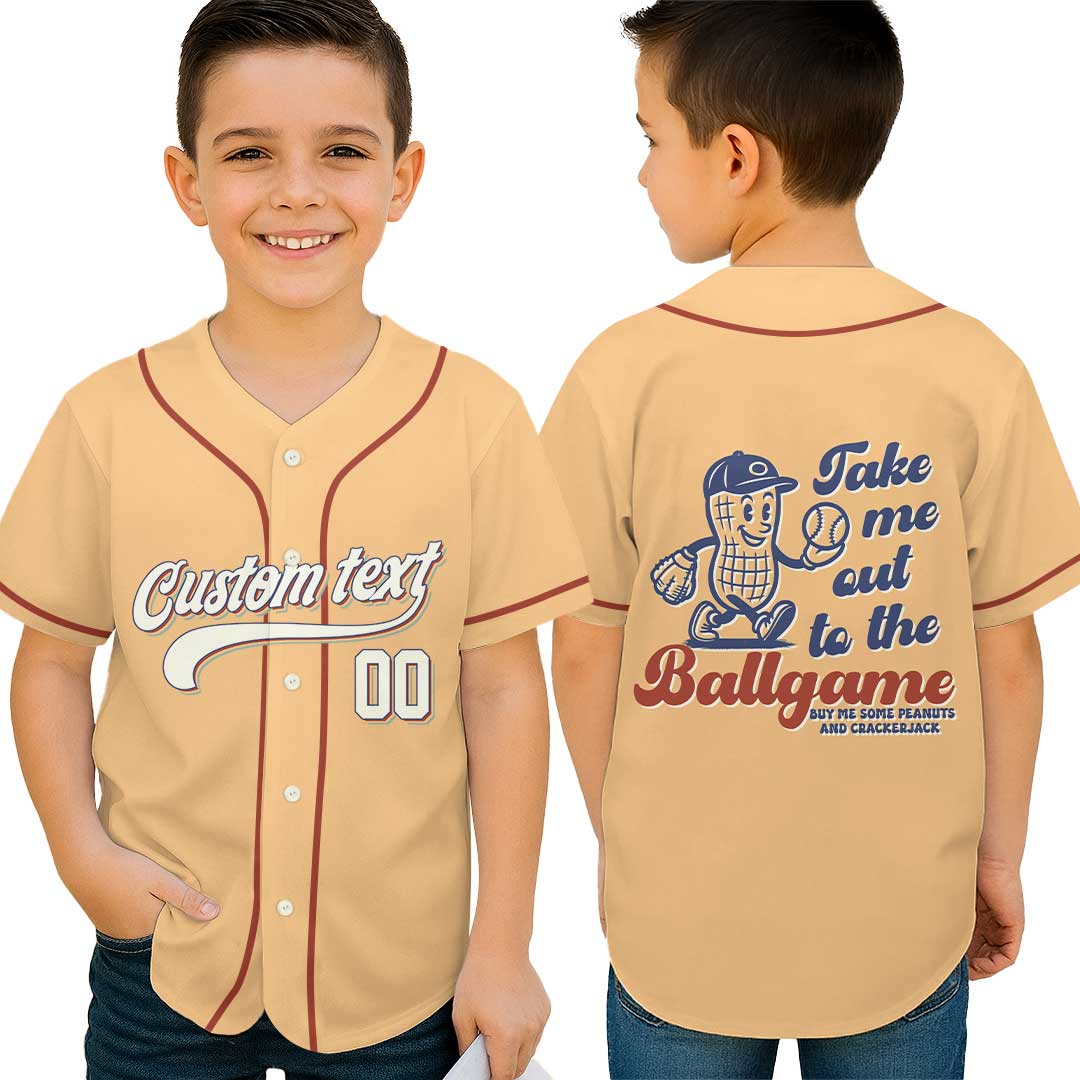 Custom Name Custom Number - Cream Retro Take Me Out To The Ball Game - Basbeall Jersey Lovers