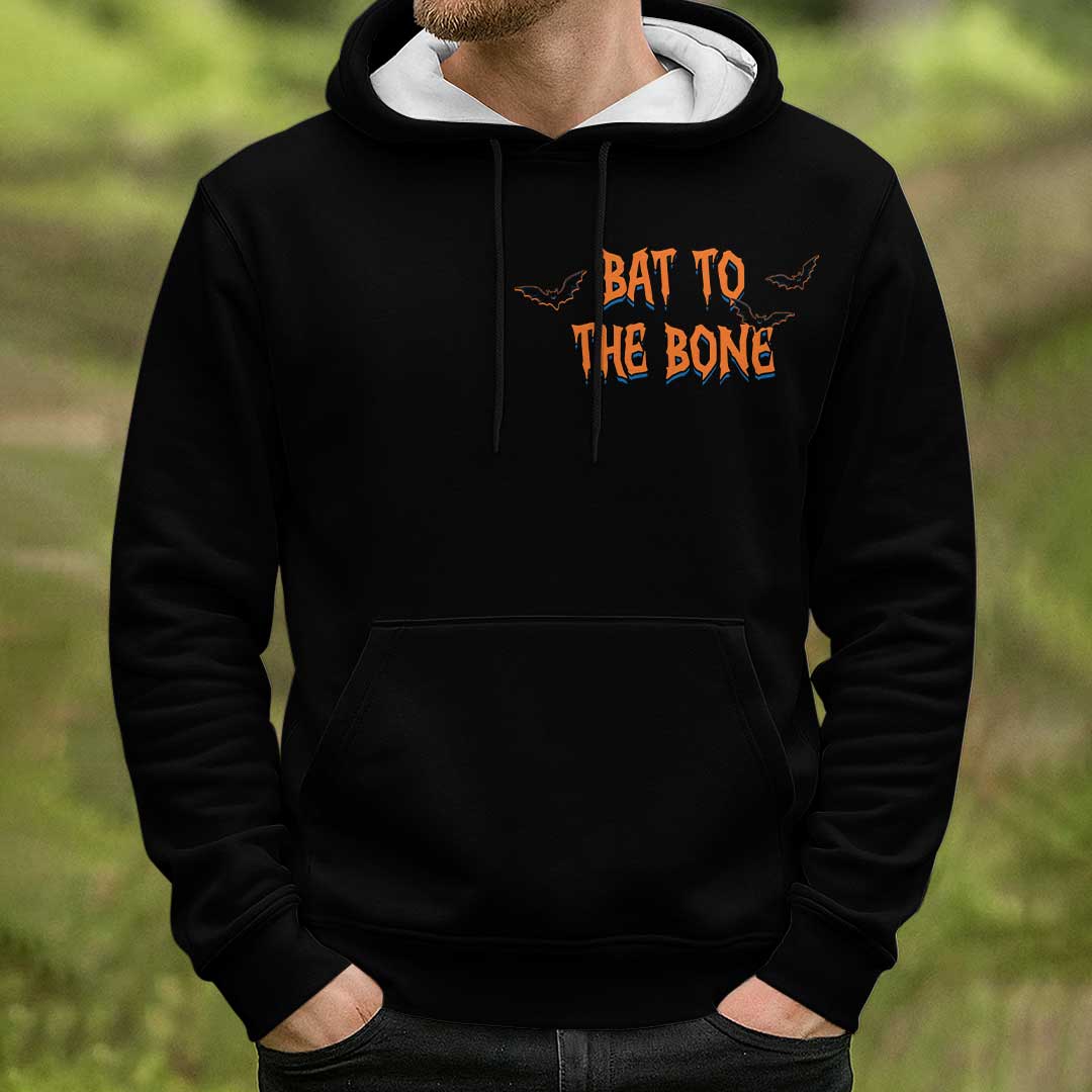 Bat To The Bone - Black Halloween Baseball Hoodie