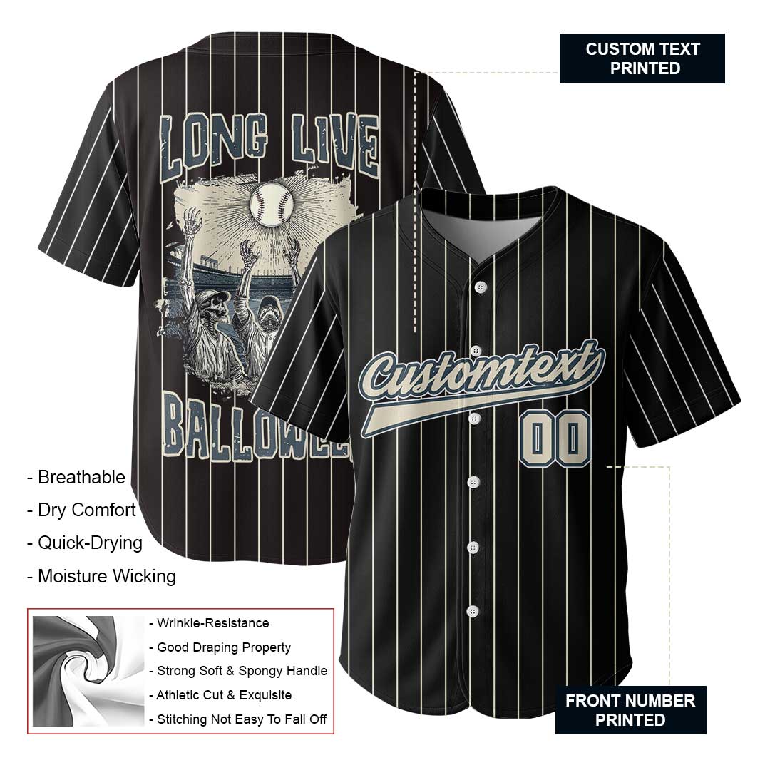 Long Live Halloween - Custom Black Halloween Baseball Jersey