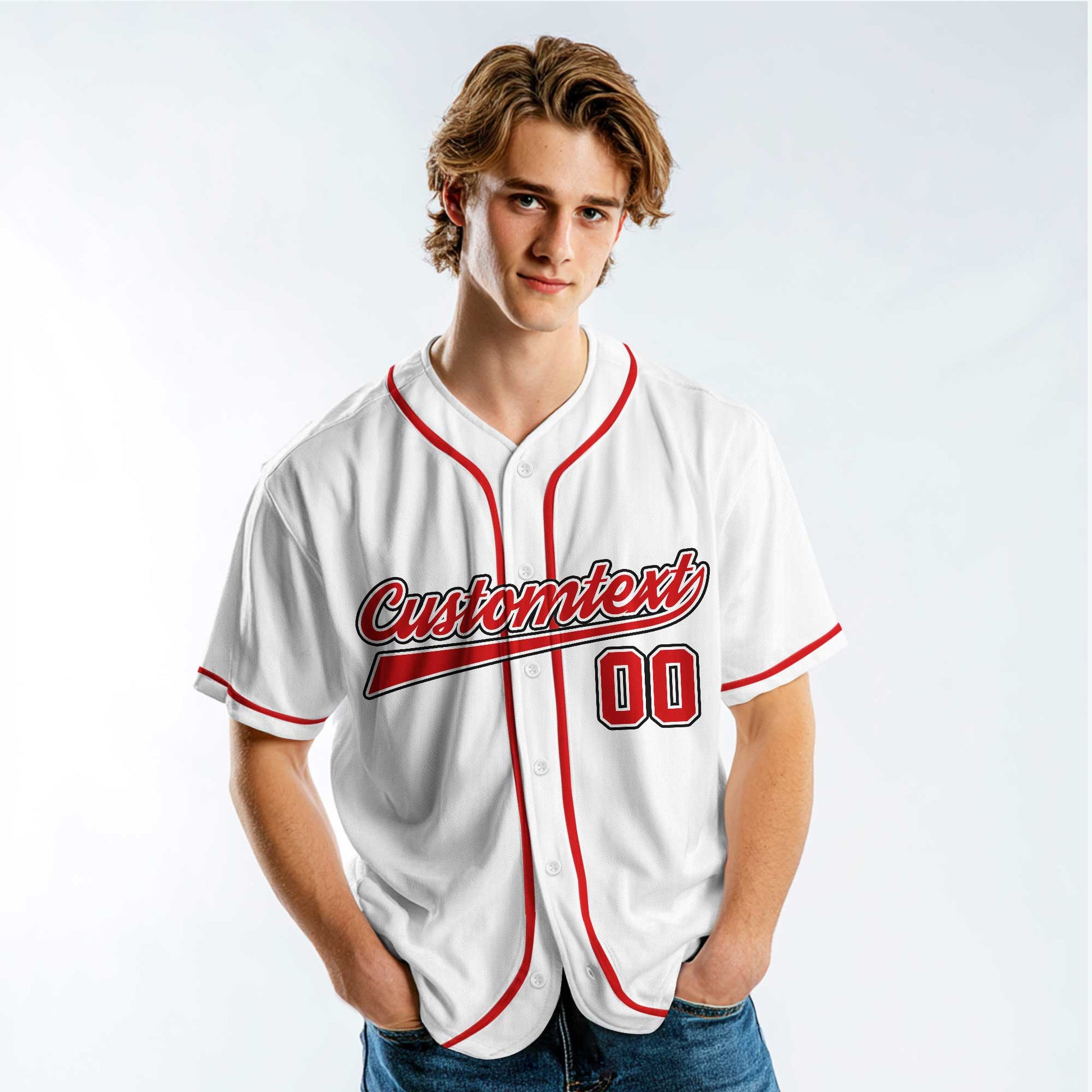 Love The Baseball Lover - Custom White Red Baseball Jersey