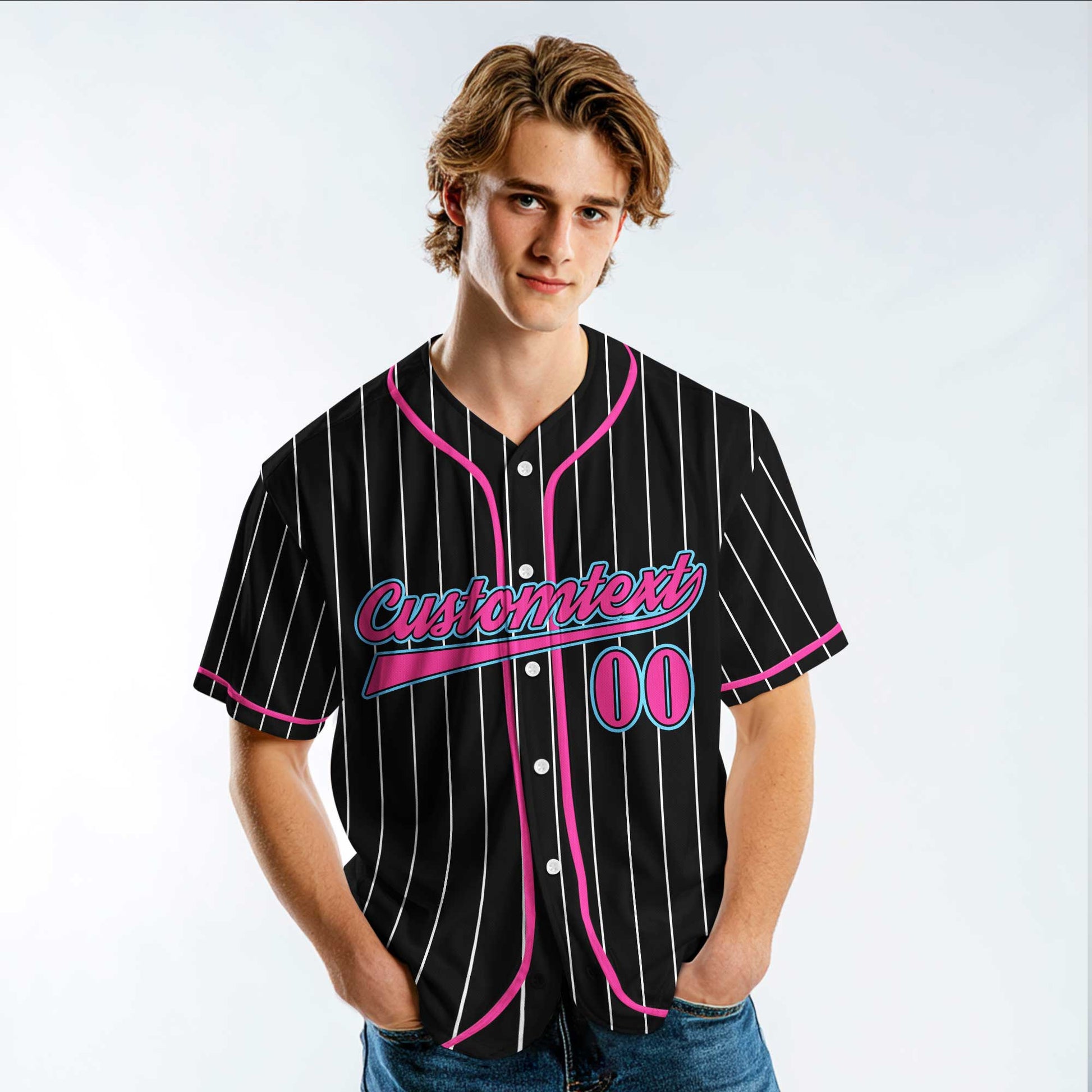 Not Single Not Taken At The Ballpark - Custom Black and Pink Baseball Jersey