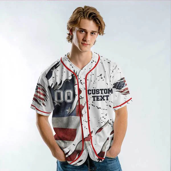 Custom Baseball Jersey Shirt, 3D Printed Eagle - 4th of July Independence Day Jersey Personalized Baseball Jerseys
